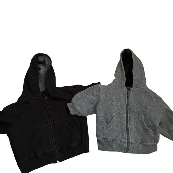 Gymboree 3-6 mo boys gray and black full zip hoodie sweatshirt set 2 baby - Picture 1 of 8
